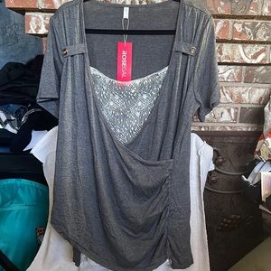 Cross Style top with lace insert